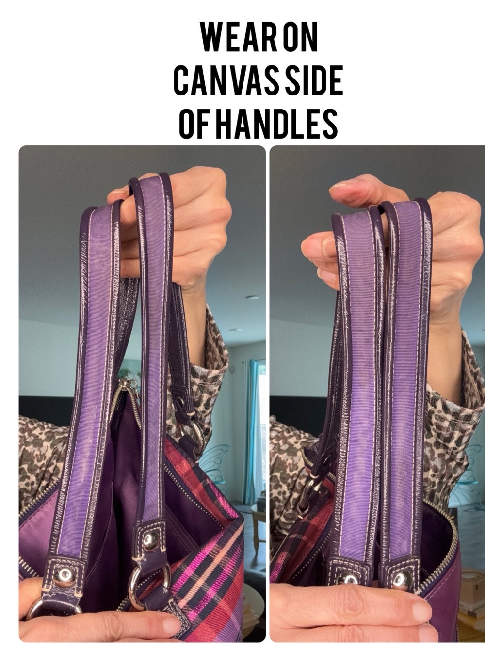 Coach Poppy Glam Purple Tartan Graffiti Tote - Picture 17 of 17
